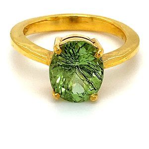 Peridot 4.02ct Solid 18K Yellow Gold Ring